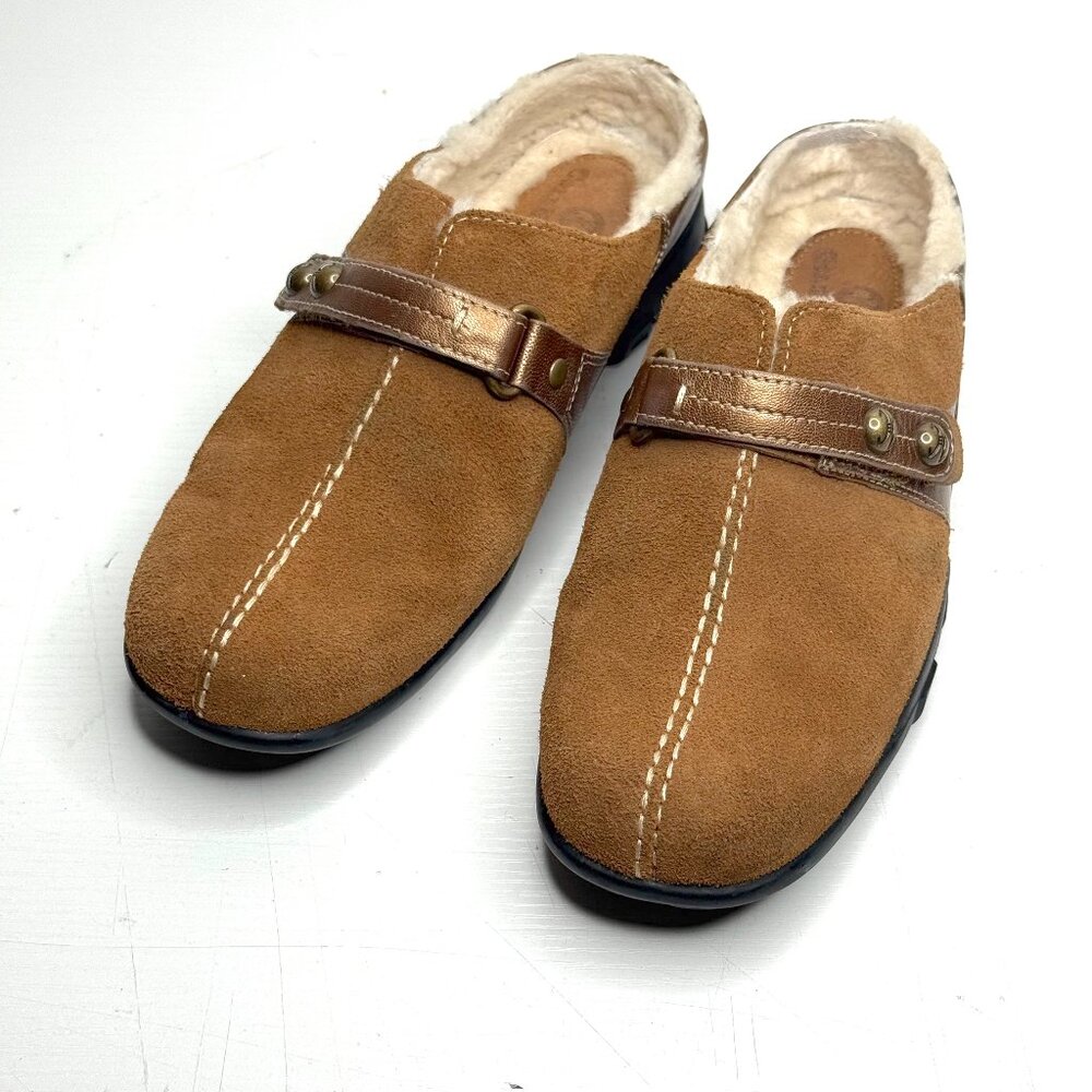 Cole Haan Mirabel Suede Shearling Slip On Adjustable Mule Clog Womens 7.5 B
